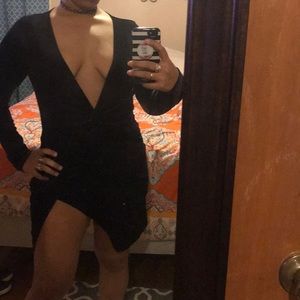 Short little black high slit dress NWOT